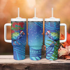 New Zealand Takahe Christmas Tumbler With Handle Maori Fern Mix Pohotukawa