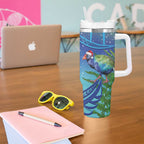 New Zealand Takahe Christmas Tumbler With Handle Maori Fern Mix Pohotukawa