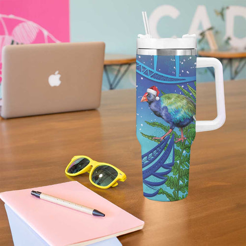 New Zealand Takahe Christmas Tumbler With Handle Maori Fern Mix Pohotukawa