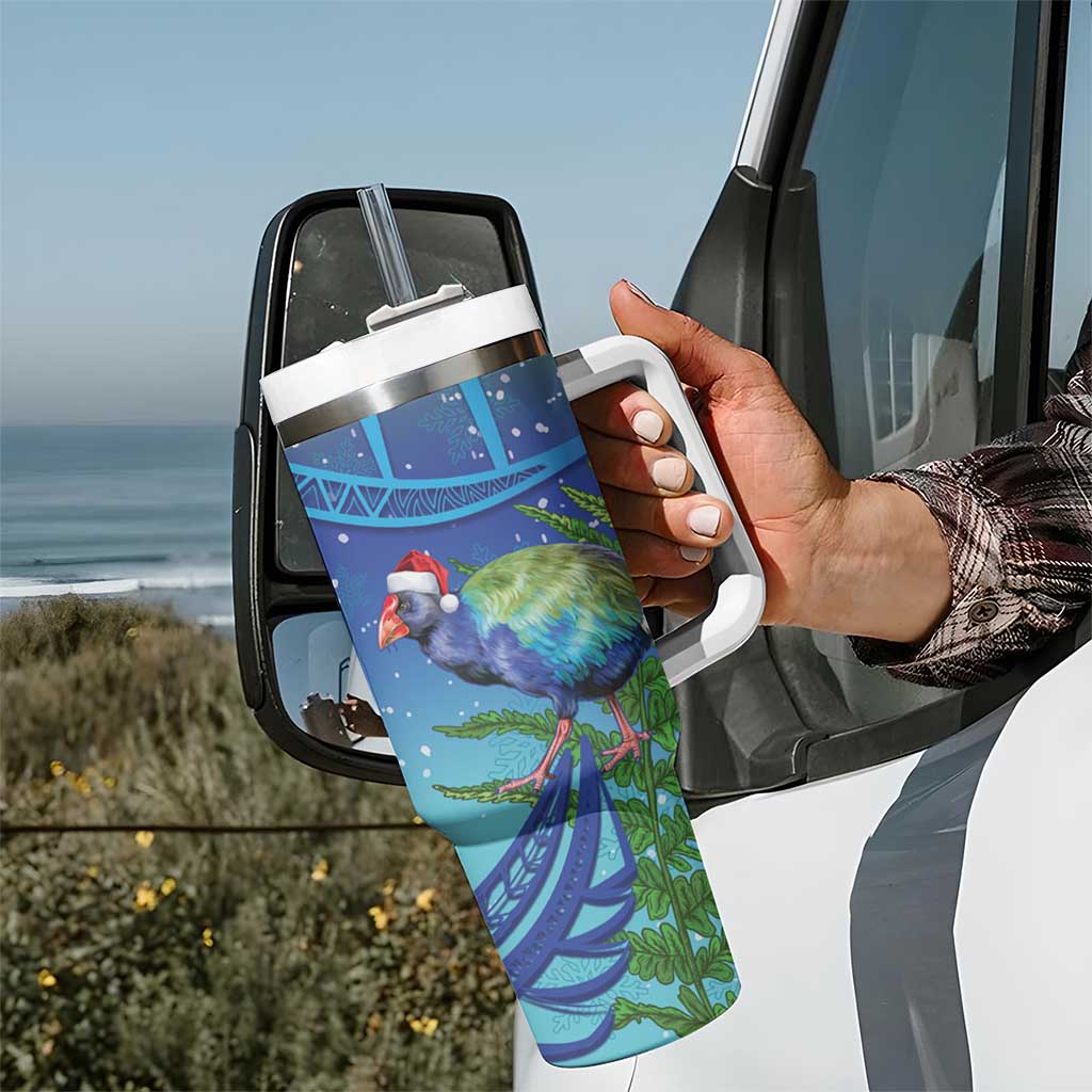 New Zealand Takahe Christmas Tumbler With Handle Maori Fern Mix Pohotukawa