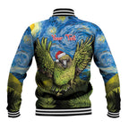 Personalised Jumping Kakapo Christmas Baseball Jacket New Zealand Fern - Starry Night Style