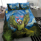 Personalised Jumping Kakapo Christmas Bedding Set New Zealand Fern - Starry Night Style