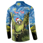 Personalised Jumping Kakapo Christmas Button Sweatshirt New Zealand Fern - Starry Night Style