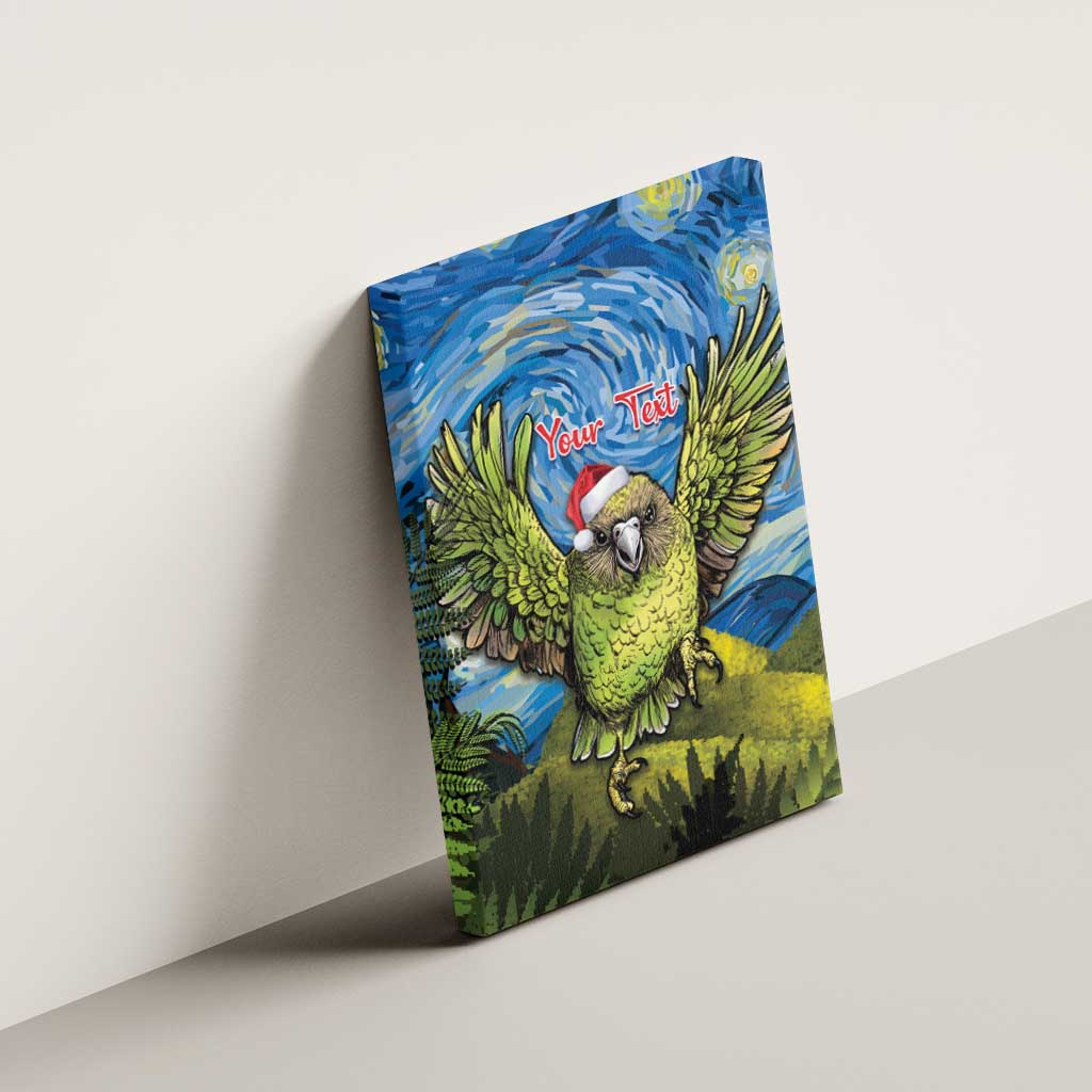 Personalised Jumping Kakapo Christmas Canvas Wall Art New Zealand Fern - Starry Night Style