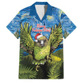Personalised Jumping Kakapo Christmas Family Matching Off Shoulder Short Dress and Hawaiian Shirt New Zealand Fern - Starry Night Style