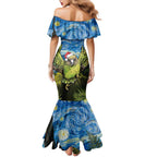 Personalised Jumping Kakapo Christmas Mermaid Dress New Zealand Fern - Starry Night Style