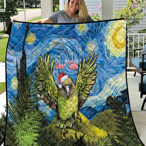 Personalised Jumping Kakapo Christmas Quilt New Zealand Fern - Starry Night Style