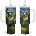 Personalised Jumping Kakapo Christmas Tumbler With Handle New Zealand Fern - Starry Night Style