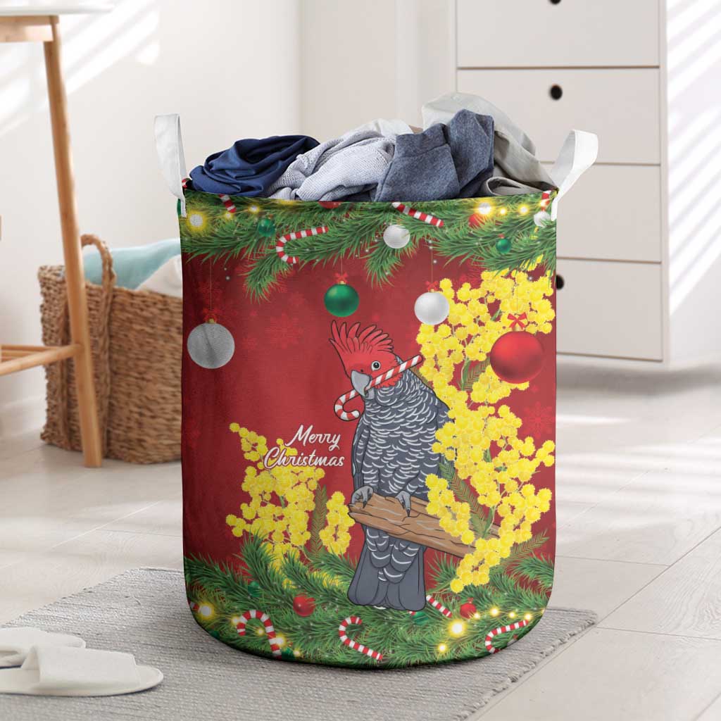Australia Gang-gang Cockatoo Christmas Laundry Basket Callocephalon Fimbriatum Golden Wattle Red - Aussie Hoodie