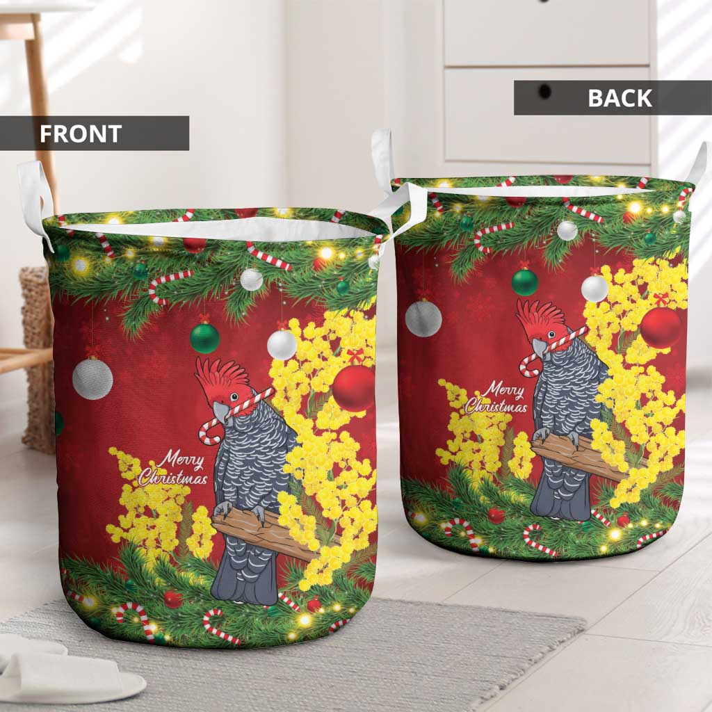 Australia Gang-gang Cockatoo Christmas Laundry Basket Callocephalon Fimbriatum Golden Wattle Red - Aussie Hoodie
