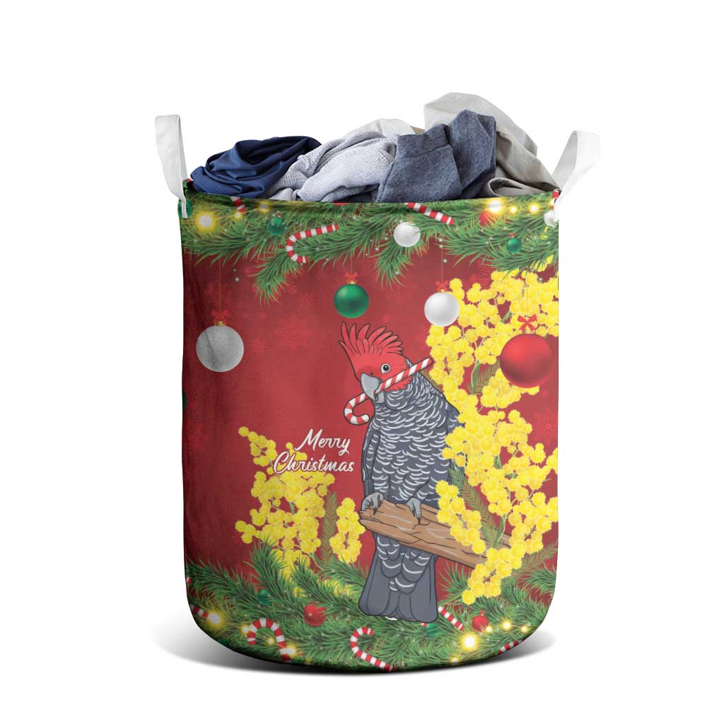 Australia Gang-gang Cockatoo Christmas Laundry Basket Callocephalon Fimbriatum Golden Wattle Red - Aussie Hoodie