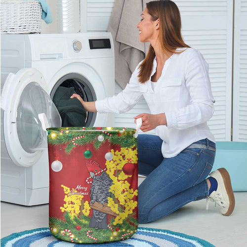 Australia Gang-gang Cockatoo Christmas Laundry Basket Callocephalon Fimbriatum Golden Wattle Red - Aussie Hoodie