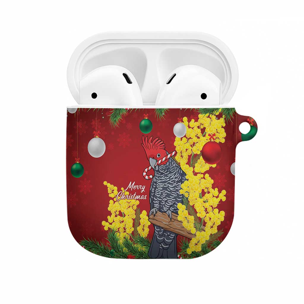 Australia Gang-gang Cockatoo Christmas AirPods Case Callocephalon Fimbriatum Golden Wattle Red - Aussie Hoodie