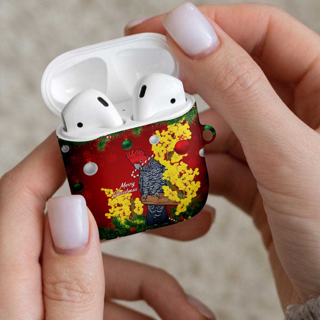 Australia Gang-gang Cockatoo Christmas AirPods Case Callocephalon Fimbriatum Golden Wattle Red - Aussie Hoodie