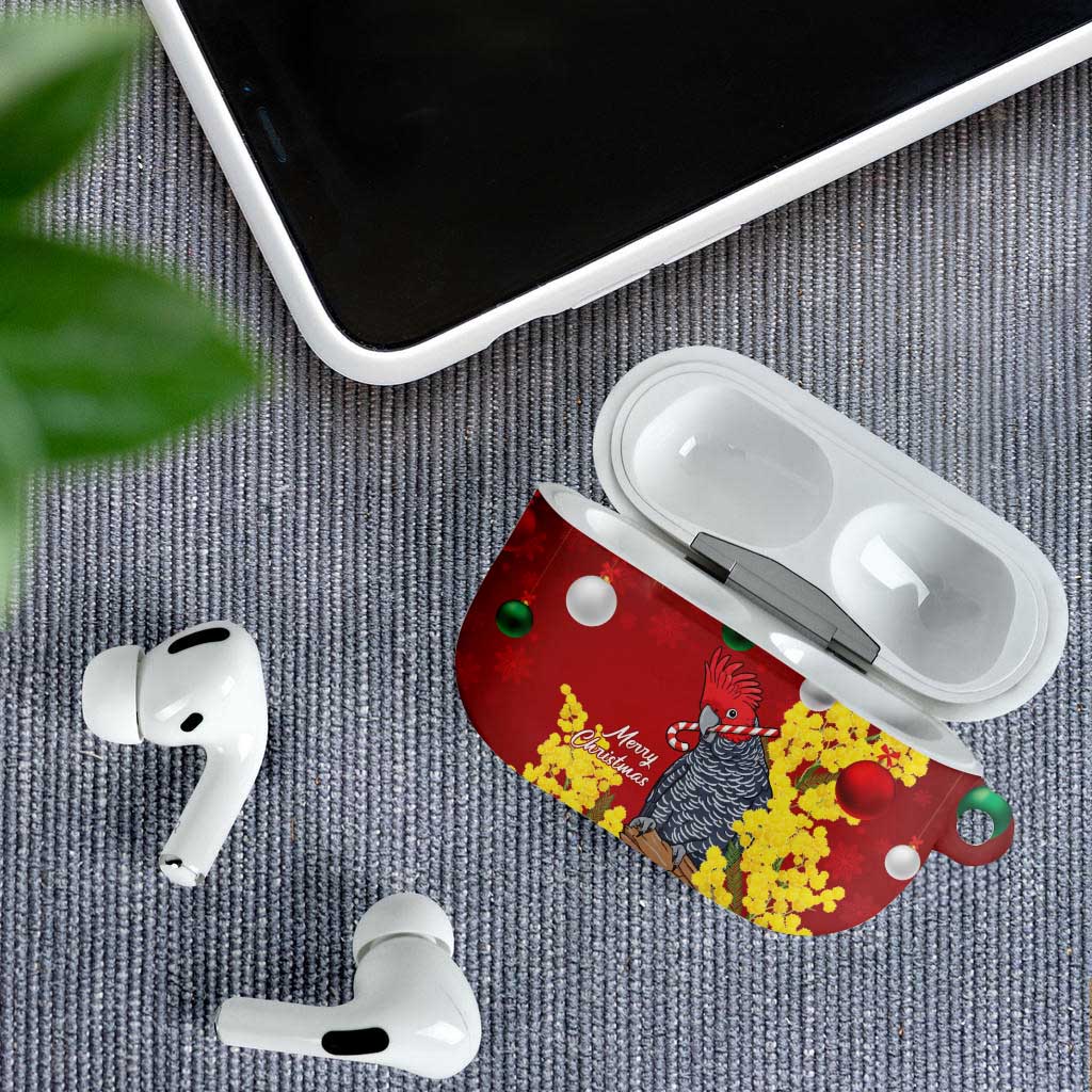 Australia Gang-gang Cockatoo Christmas AirPods Case Callocephalon Fimbriatum Golden Wattle Red - Aussie Hoodie