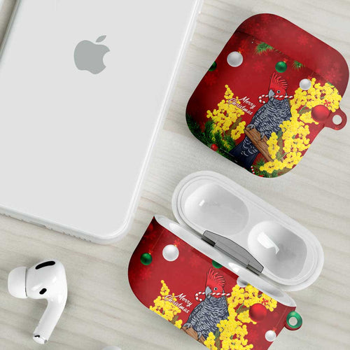 Australia Gang-gang Cockatoo Christmas AirPods Case Callocephalon Fimbriatum Golden Wattle Red - Aussie Hoodie