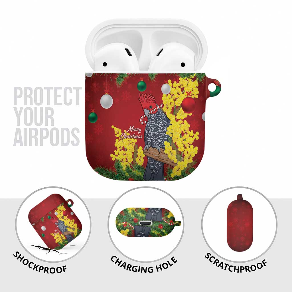 Australia Gang-gang Cockatoo Christmas AirPods Case Callocephalon Fimbriatum Golden Wattle Red - Aussie Hoodie