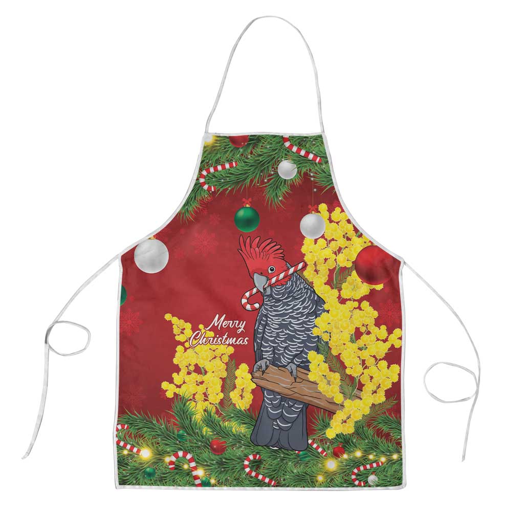 Australia Gang-gang Cockatoo Christmas Apron Callocephalon Fimbriatum Golden Wattle Red - Aussie Hoodie