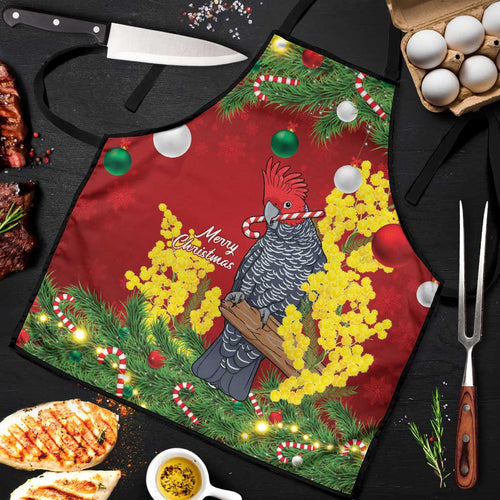 Australia Gang-gang Cockatoo Christmas Apron Callocephalon Fimbriatum Golden Wattle Red - Aussie Hoodie