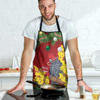 Australia Gang-gang Cockatoo Christmas Apron Callocephalon Fimbriatum Golden Wattle Red - Aussie Hoodie