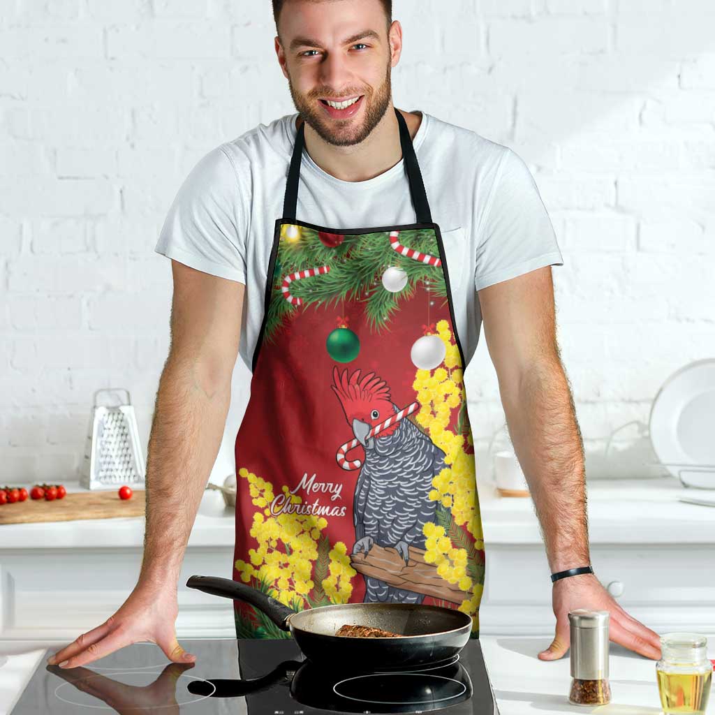 Australia Gang-gang Cockatoo Christmas Apron Callocephalon Fimbriatum Golden Wattle Red - Aussie Hoodie