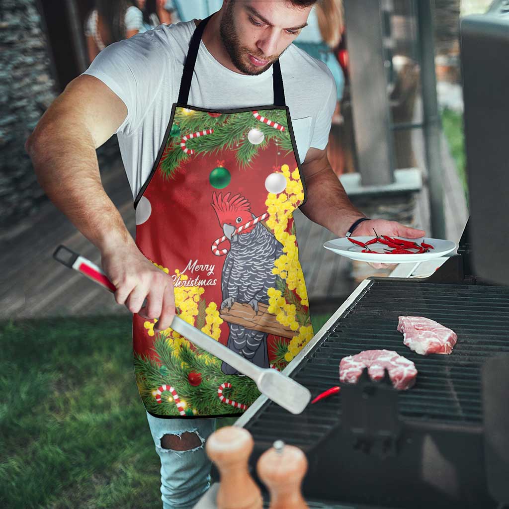 Australia Gang-gang Cockatoo Christmas Apron Callocephalon Fimbriatum Golden Wattle Red - Aussie Hoodie