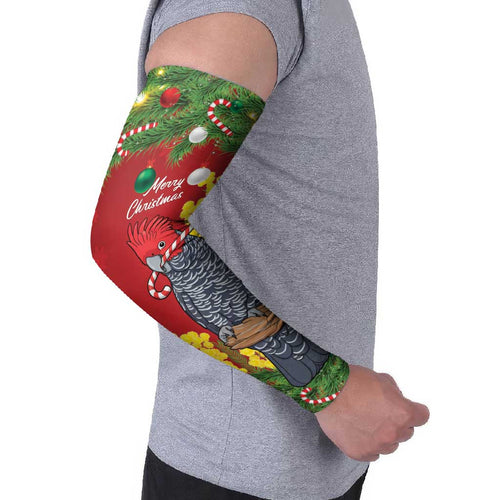 Australia Gang-gang Cockatoo Christmas Arm Sleeves Callocephalon Fimbriatum Golden Wattle Red - Aussie Hoodie