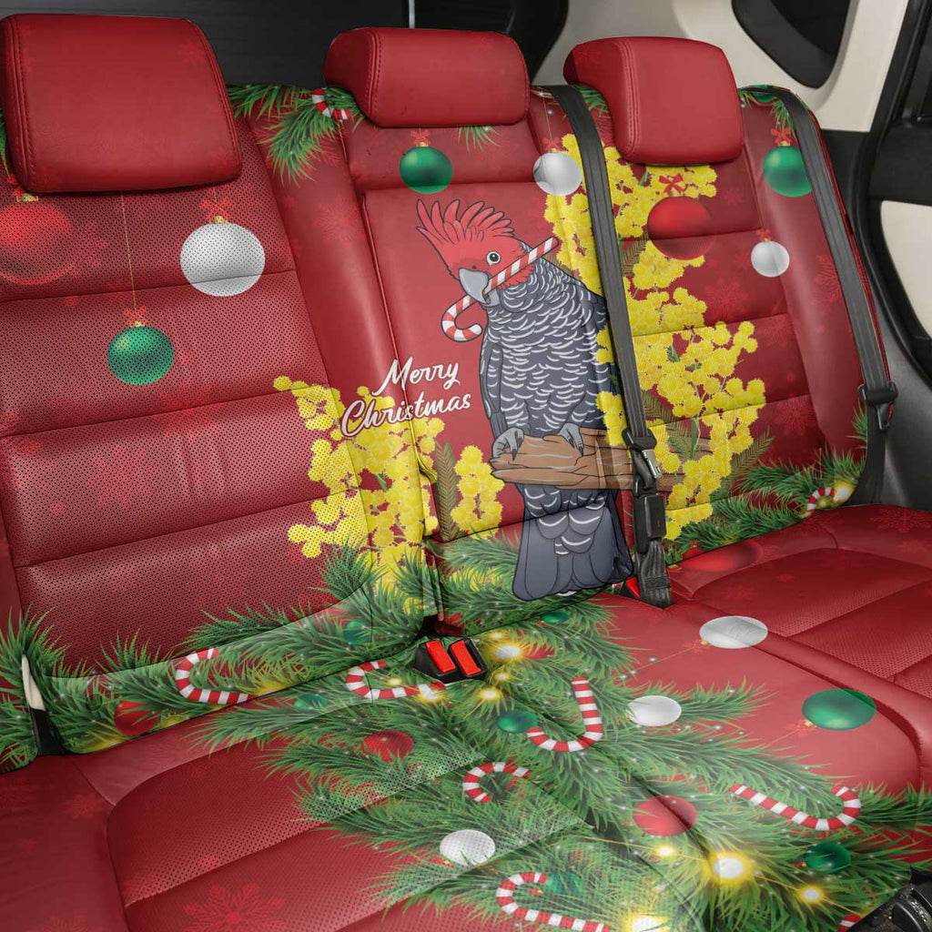 Australia Gang-gang Cockatoo Christmas Back Car Seat Cover Callocephalon Fimbriatum Golden Wattle Red - Aussie Hoodie