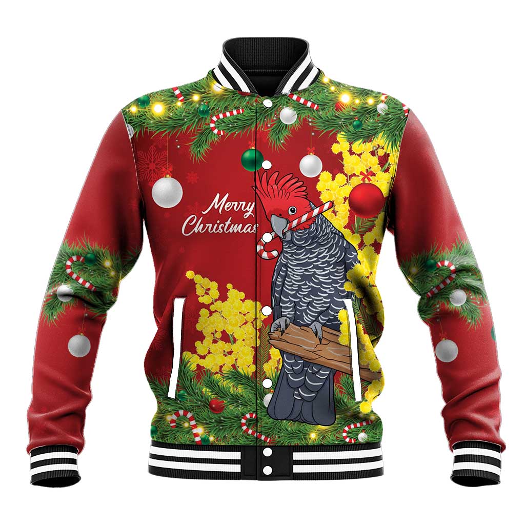 Australia Gang-gang Cockatoo Christmas Baseball Jacket Callocephalon Fimbriatum Golden Wattle Red - Aussie Hoodie