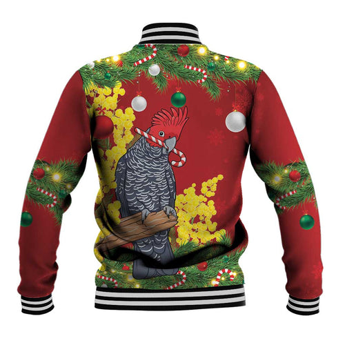 Australia Gang-gang Cockatoo Christmas Baseball Jacket Callocephalon Fimbriatum Golden Wattle Red - Aussie Hoodie