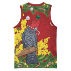 Australia Gang-gang Cockatoo Christmas Basketball Jersey Callocephalon Fimbriatum Golden Wattle Red - Aussie Hoodie