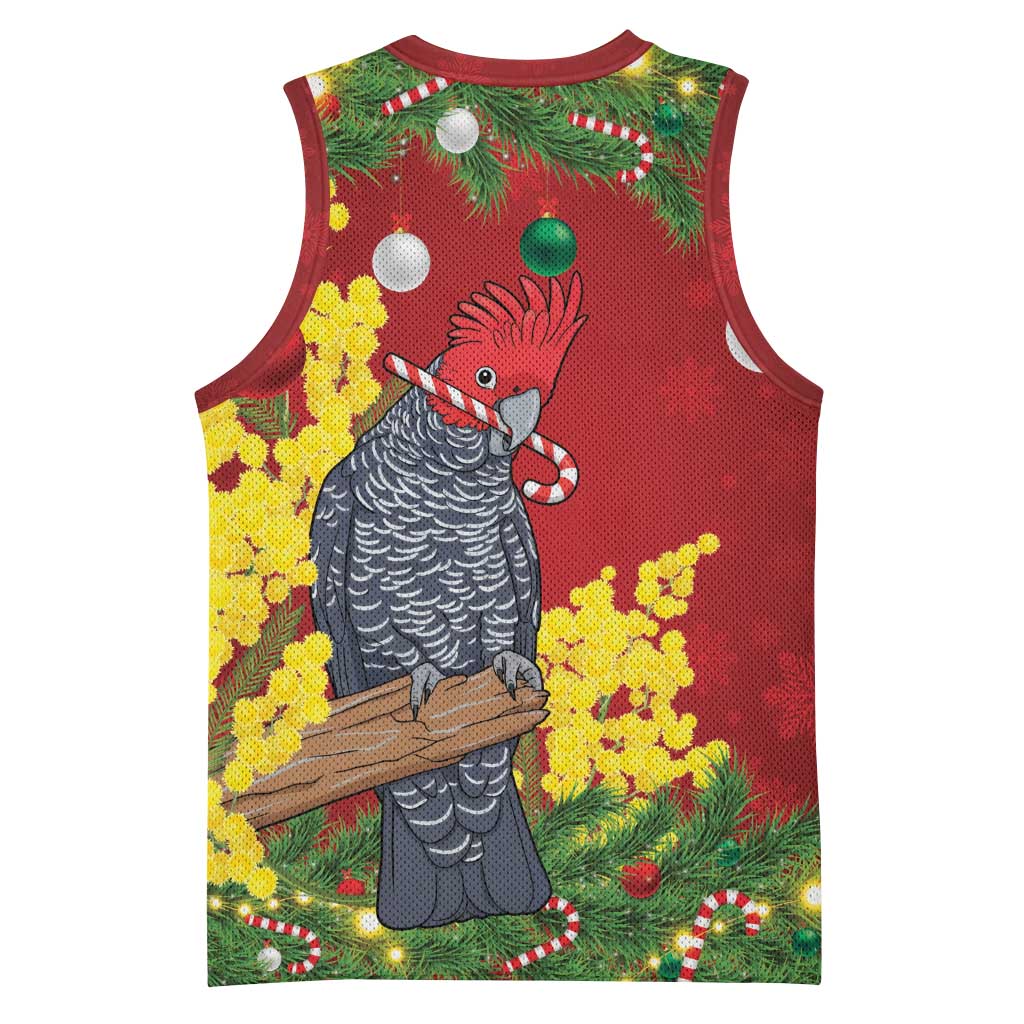 Australia Gang-gang Cockatoo Christmas Basketball Jersey Callocephalon Fimbriatum Golden Wattle Red - Aussie Hoodie