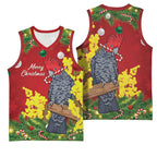 Australia Gang-gang Cockatoo Christmas Basketball Jersey Callocephalon Fimbriatum Golden Wattle Red - Aussie Hoodie