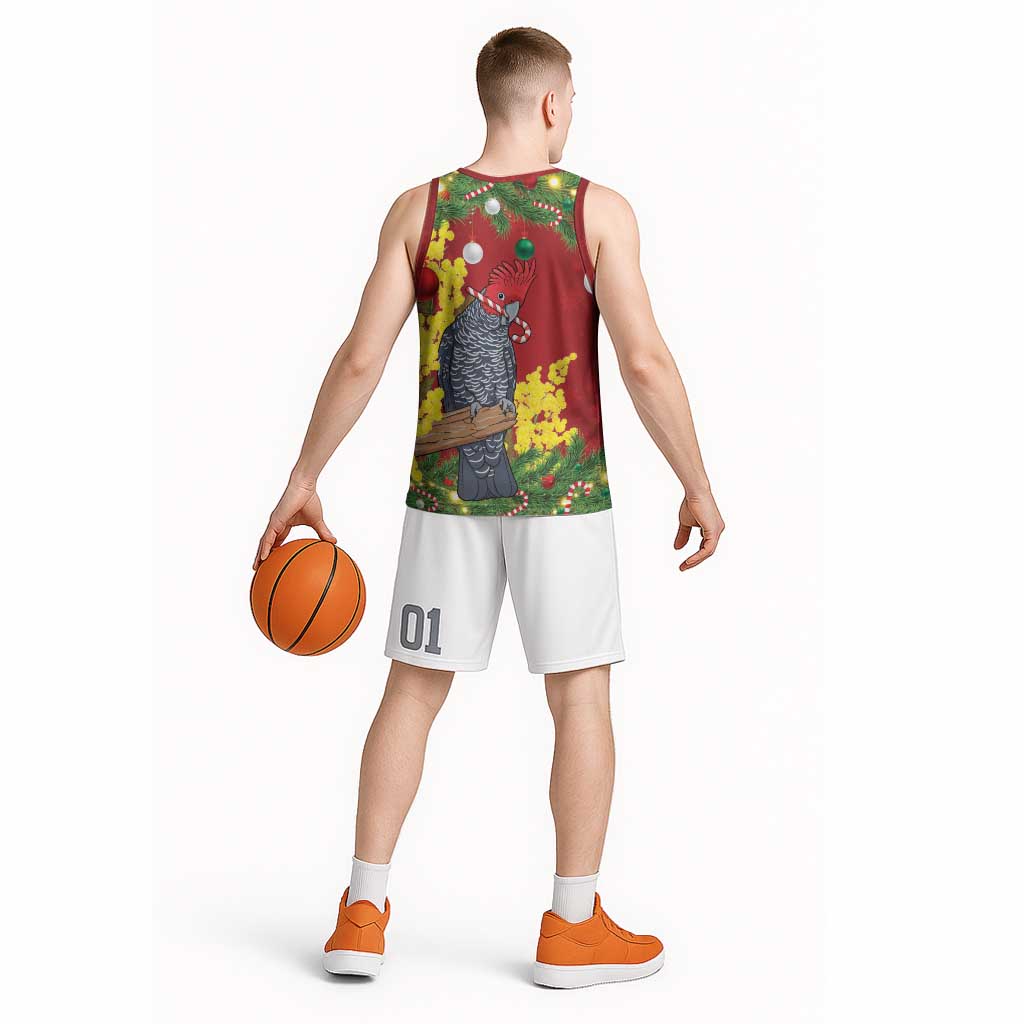 Australia Gang-gang Cockatoo Christmas Basketball Jersey Callocephalon Fimbriatum Golden Wattle Red - Aussie Hoodie