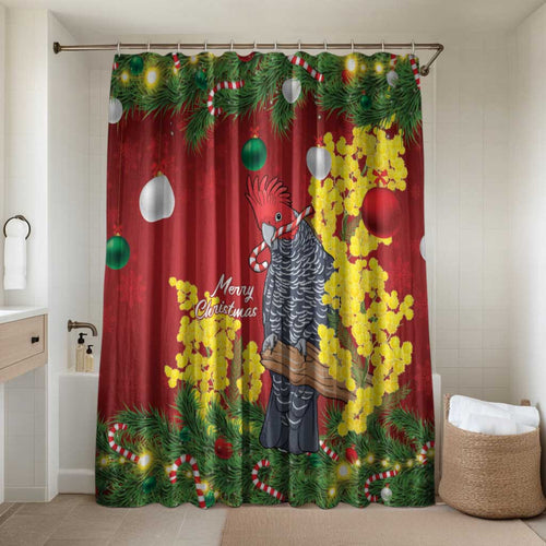 Australia Gang-gang Cockatoo Christmas Bathroom Set Callocephalon Fimbriatum Golden Wattle Red - Aussie Hoodie