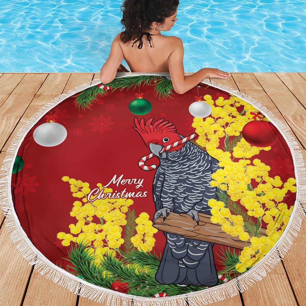Australia Gang-gang Cockatoo Christmas Beach Blanket Callocephalon Fimbriatum Golden Wattle Red - Aussie Hoodie
