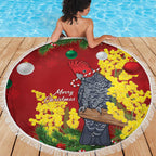 Australia Gang-gang Cockatoo Christmas Beach Blanket Callocephalon Fimbriatum Golden Wattle Red - Aussie Hoodie