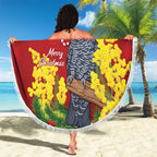 Australia Gang-gang Cockatoo Christmas Beach Blanket Callocephalon Fimbriatum Golden Wattle Red - Aussie Hoodie
