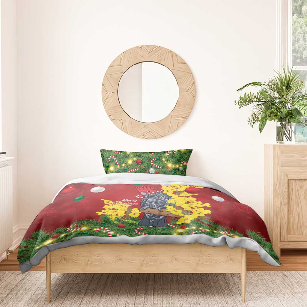 Australia Gang-gang Cockatoo Christmas Bedding Set Callocephalon Fimbriatum Golden Wattle Red - Aussie Hoodie