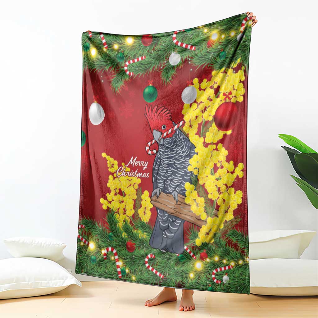 Australia Gang-gang Cockatoo Christmas Blanket Callocephalon Fimbriatum Golden Wattle Red - Aussie Hoodie