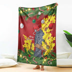 Australia Gang-gang Cockatoo Christmas Blanket Callocephalon Fimbriatum Golden Wattle Red - Aussie Hoodie