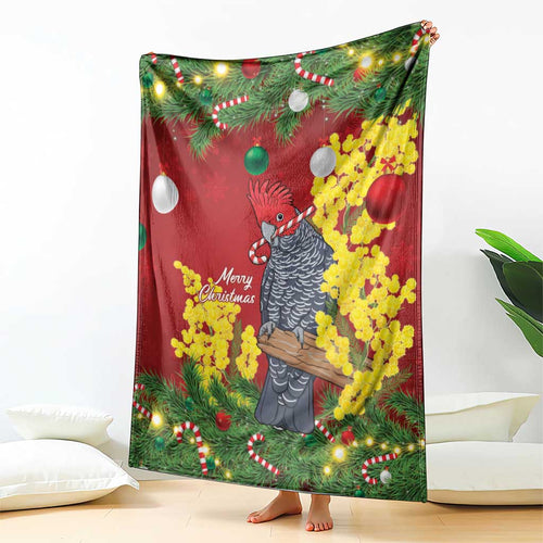 Australia Gang-gang Cockatoo Christmas Blanket Callocephalon Fimbriatum Golden Wattle Red - Aussie Hoodie