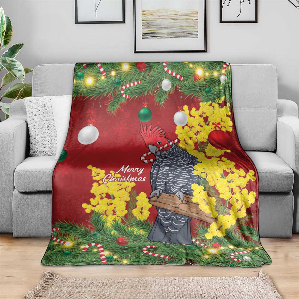 Australia Gang-gang Cockatoo Christmas Blanket Callocephalon Fimbriatum Golden Wattle Red - Aussie Hoodie