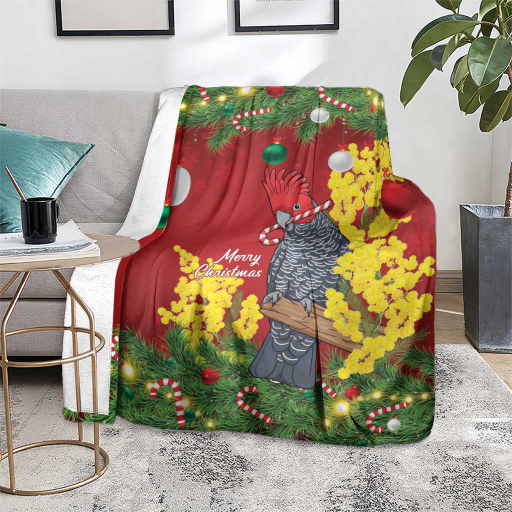 Australia Gang-gang Cockatoo Christmas Blanket Callocephalon Fimbriatum Golden Wattle Red - Aussie Hoodie