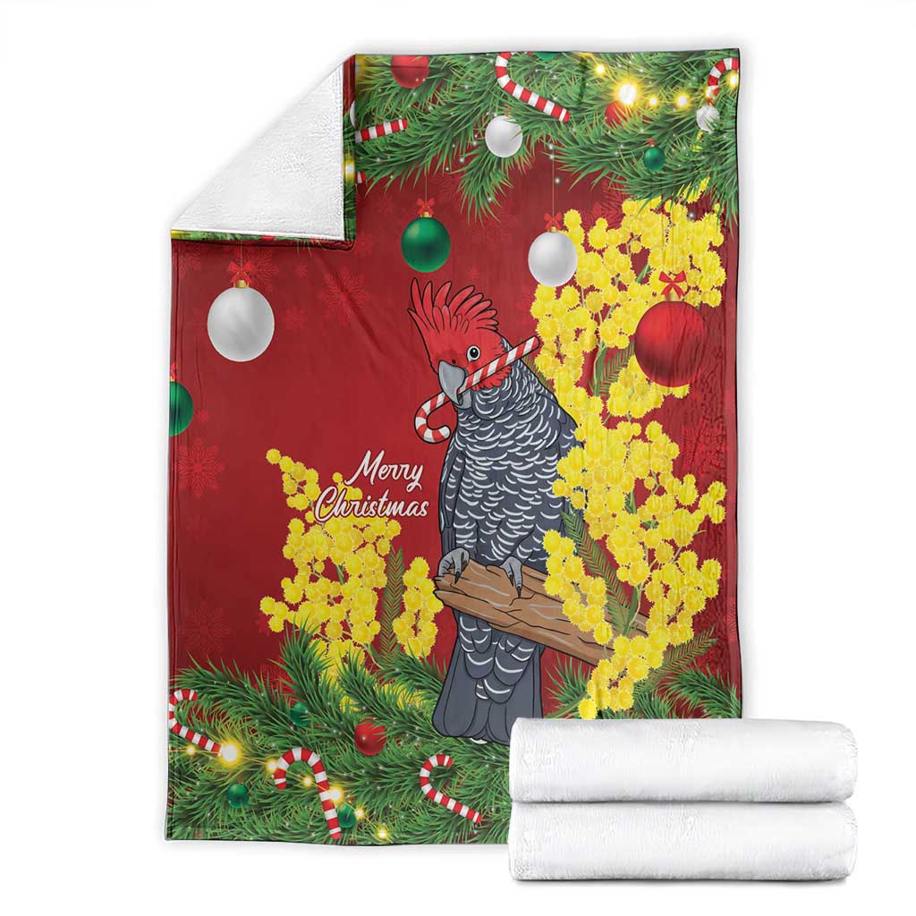 Australia Gang-gang Cockatoo Christmas Blanket Callocephalon Fimbriatum Golden Wattle Red - Aussie Hoodie