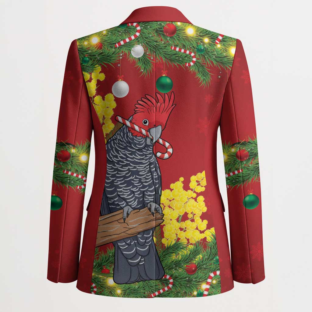 Australia Gang-gang Cockatoo Christmas Blazer Callocephalon Fimbriatum Golden Wattle Red - Aussie Hoodie