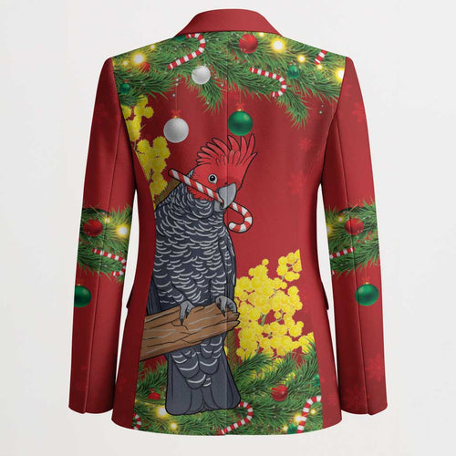 Australia Gang-gang Cockatoo Christmas Blazer Callocephalon Fimbriatum Golden Wattle Red - Aussie Hoodie