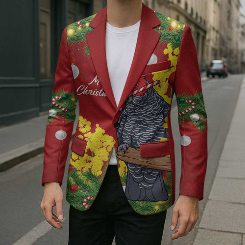 Australia Gang-gang Cockatoo Christmas Blazer Callocephalon Fimbriatum Golden Wattle Red - Aussie Hoodie