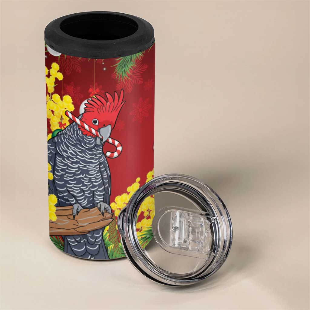 Australia Gang-gang Cockatoo Christmas 4 in 1 Can Cooler Tumbler Callocephalon Fimbriatum Golden Wattle Red - Aussie Hoodie