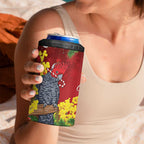 Australia Gang-gang Cockatoo Christmas 4 in 1 Can Cooler Tumbler Callocephalon Fimbriatum Golden Wattle Red - Aussie Hoodie